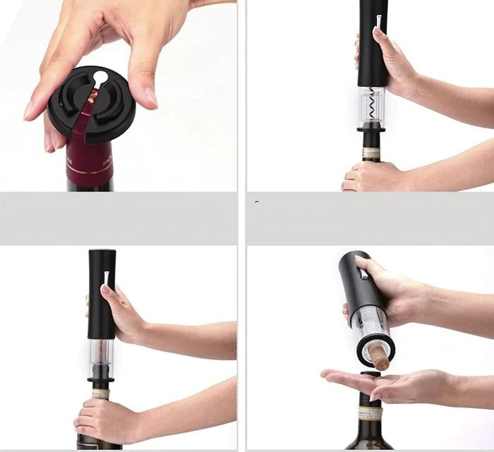 ABRIDOR DE VINHO AUTOMÁTICO SACA ROLHAS ELÉTRICO A PILHAS ELEGANTE E FUNCIONAL